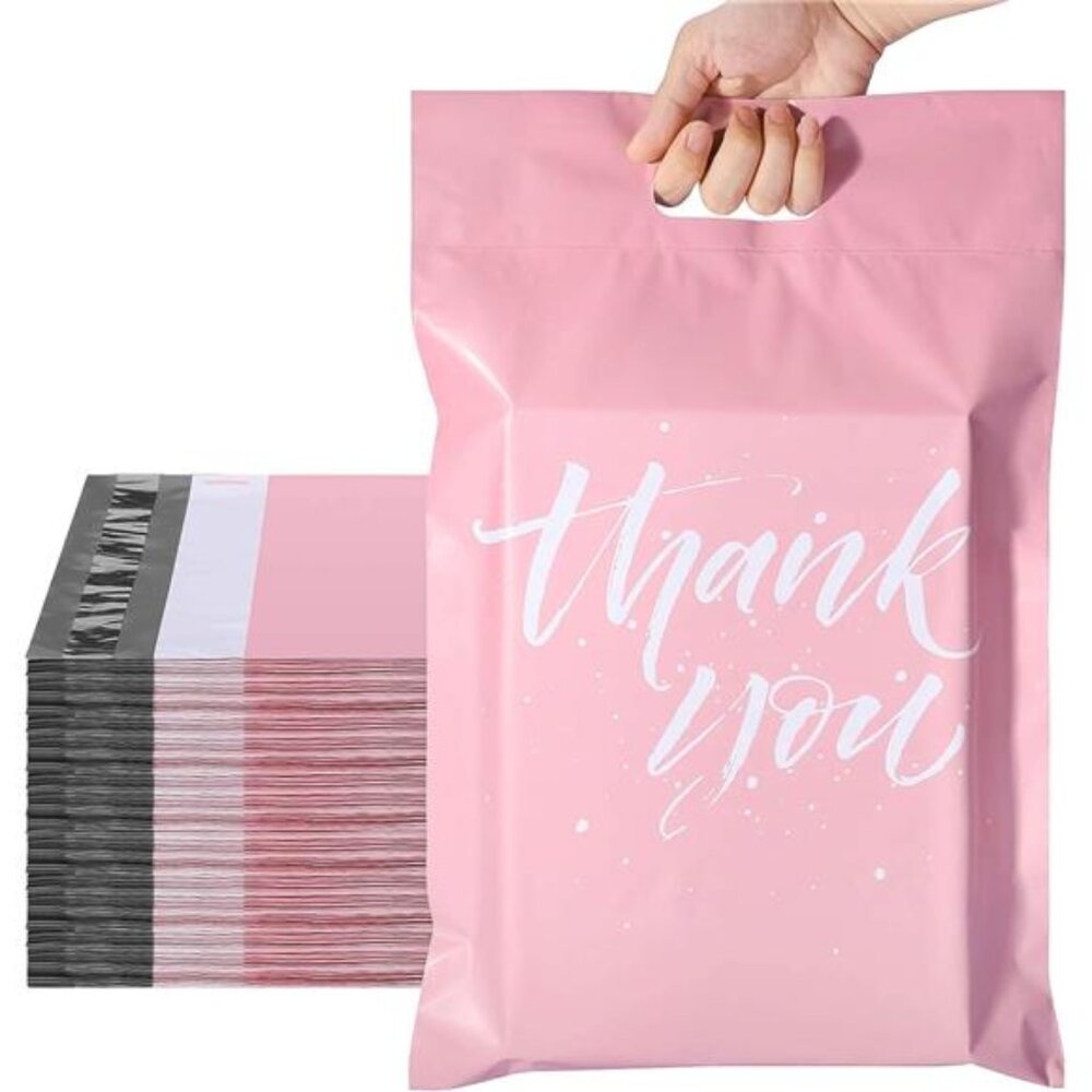 10x13 100 Pcs | Upgrade Design Shipping Bags with Handle | Plastic Mailing Bags